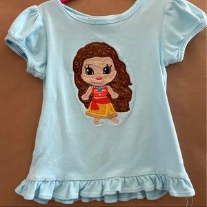 Shirt Moana hand applique 5T shirt blue FUC